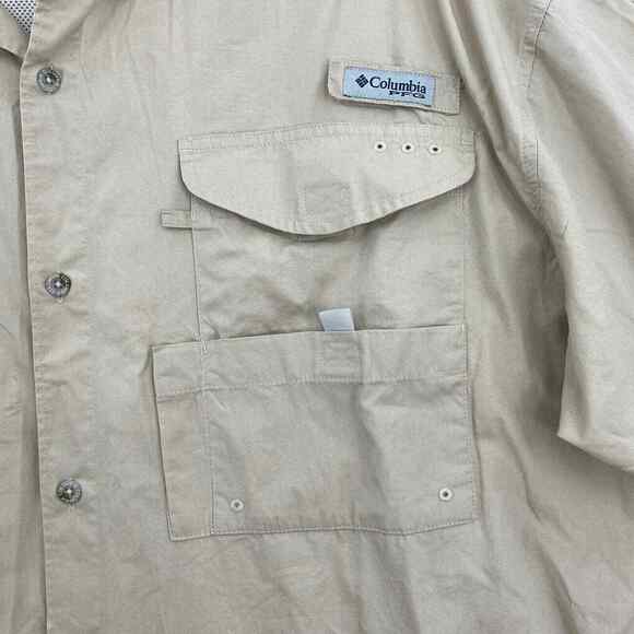 Columbia Shirt Mens 2XL Button Up Tan Short Sleeve Vented Fishing Hiking Outdoor - Picture 4 of 12